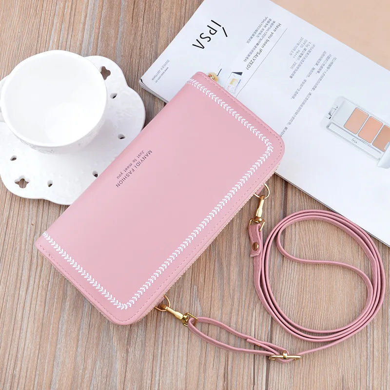 Women Wallet Pu Leather Large-capacity Money Clip Double Zipper Clutch