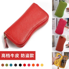 Leather Key Wallets Organizer Bag Keychain Coins Case Zipper Key Pouch