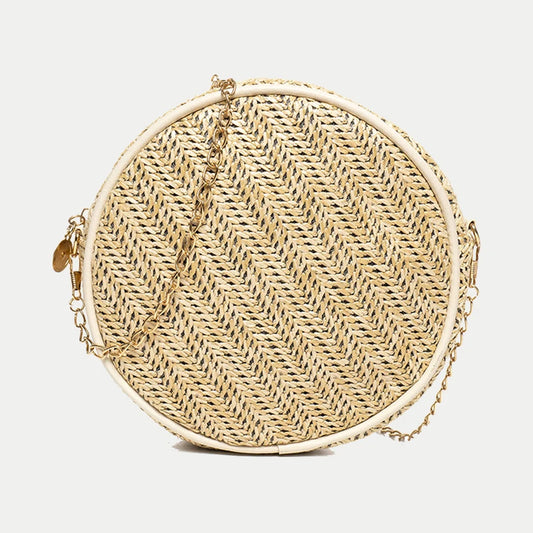Summer Beach Small Shoulder Bags For Women Straw Round Shape Crossbody Bag