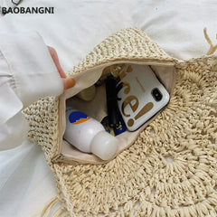 Straw Beach Bag Tassel Rattan Handbag