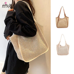 Large Beach Tote Rattan Woven Handbags