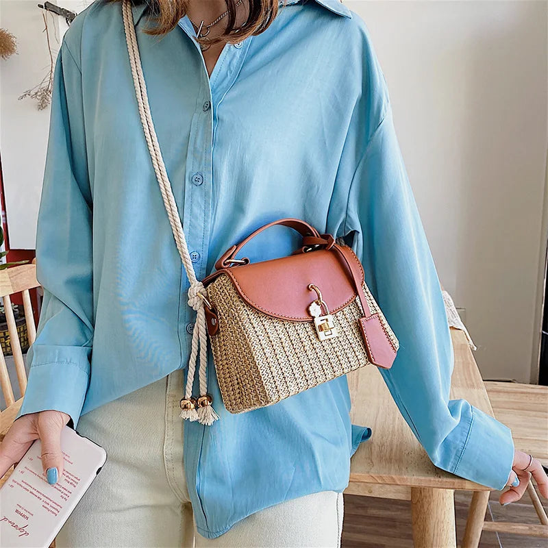 Straw Beach Weave Bag Crossbody Messenger Clutch Purse
