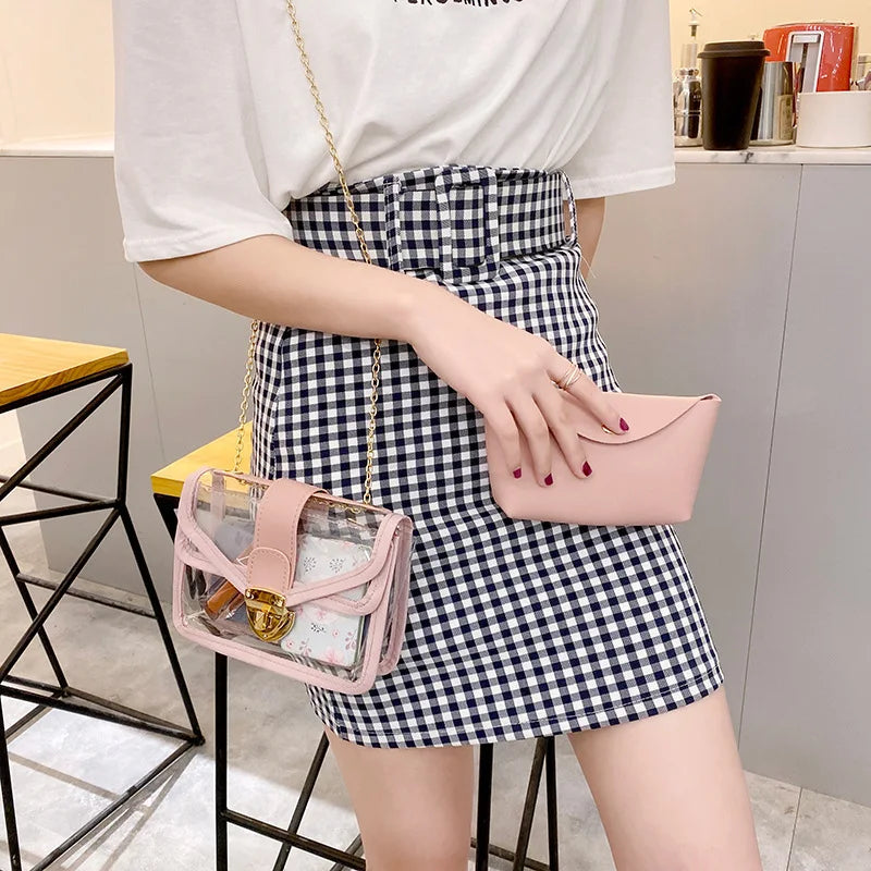 Summer Women Mini Small Shoulder Bag Clear Transparent Candy Composite