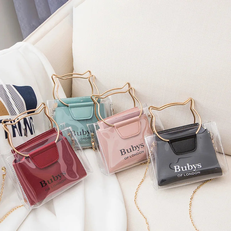 Small Clear Cat Handle Shoulder Bag for Women