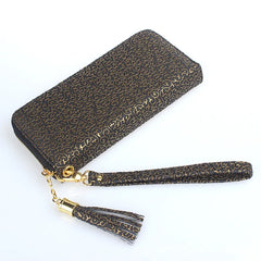 Solid Printing Tassel Ladies Wallet Large Capacity Clutch Bag Zipper Purse