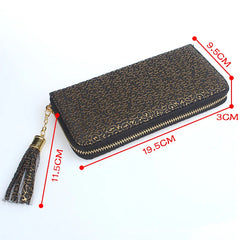 Solid Printing Tassel Ladies Wallet Large Capacity Clutch Bag Zipper Purse