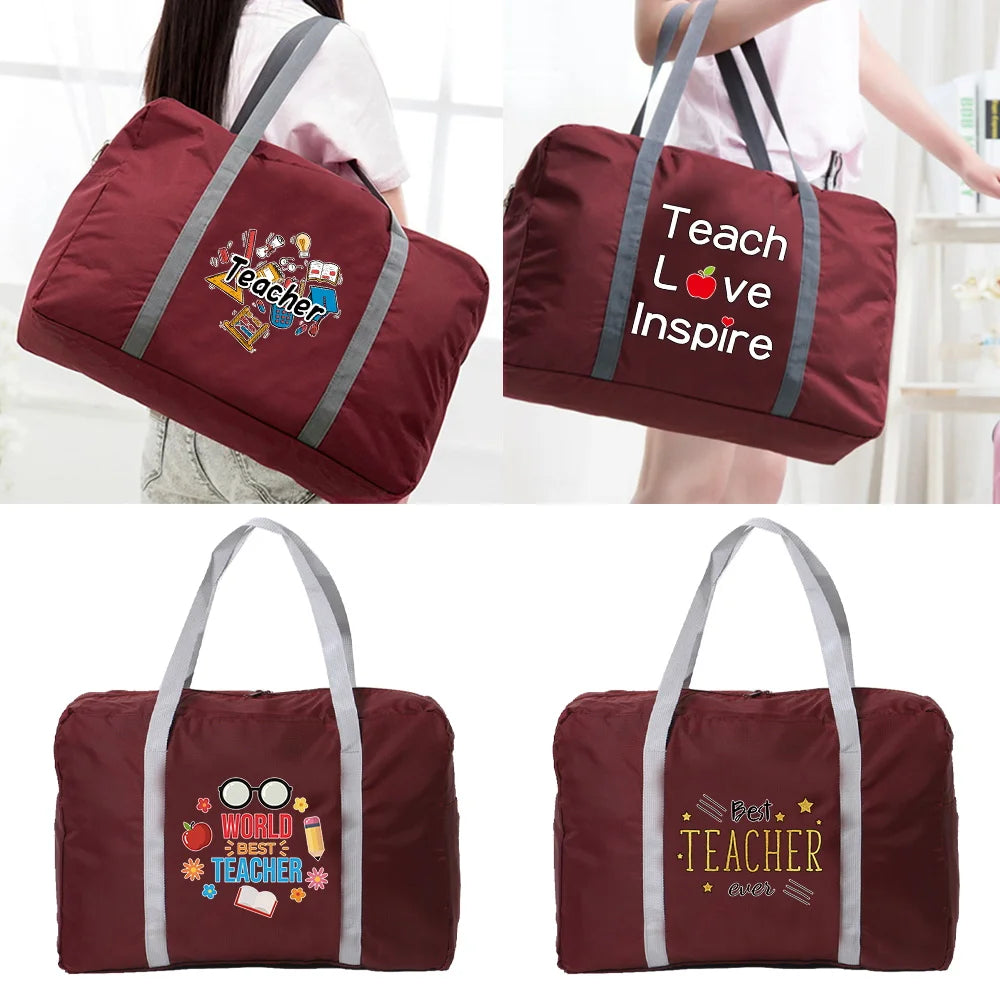 Teacher Series Print Travel Bag Large Capacity Luggage Organizer
