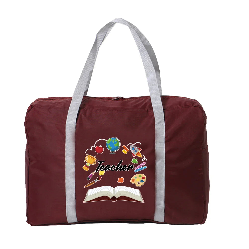 Teacher Series Print Travel Bag Large Capacity Luggage Organizer