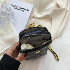Women's Pleated Pu Leather Crossbody Bag with Silk Scarf - Small Messenger Bag