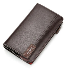 Male Clutch Bag Leather Long Purse Business Phone Wallet