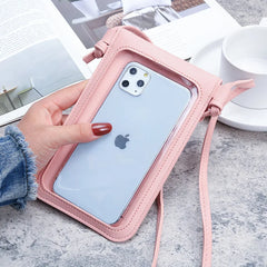 Touch Screen Cell Phone Bag Purse Smartphone Wallet PU Leather Shoulder Strap Ha