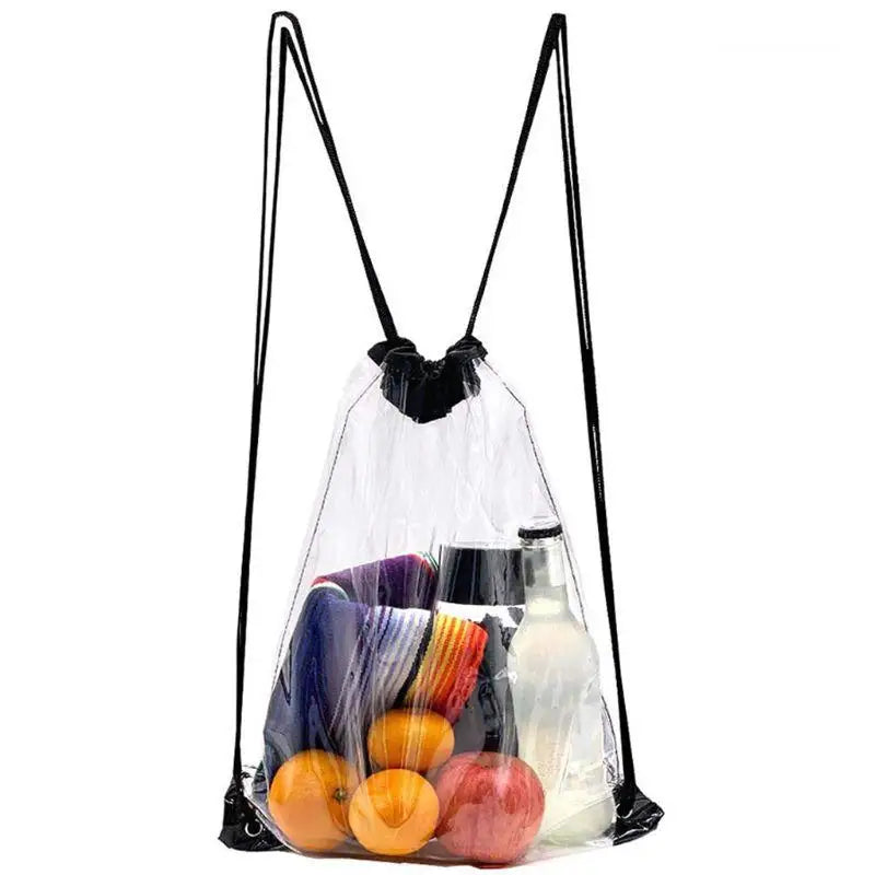 Transparent Drawstring Backpack School Gym Sport Bag PVC Drop