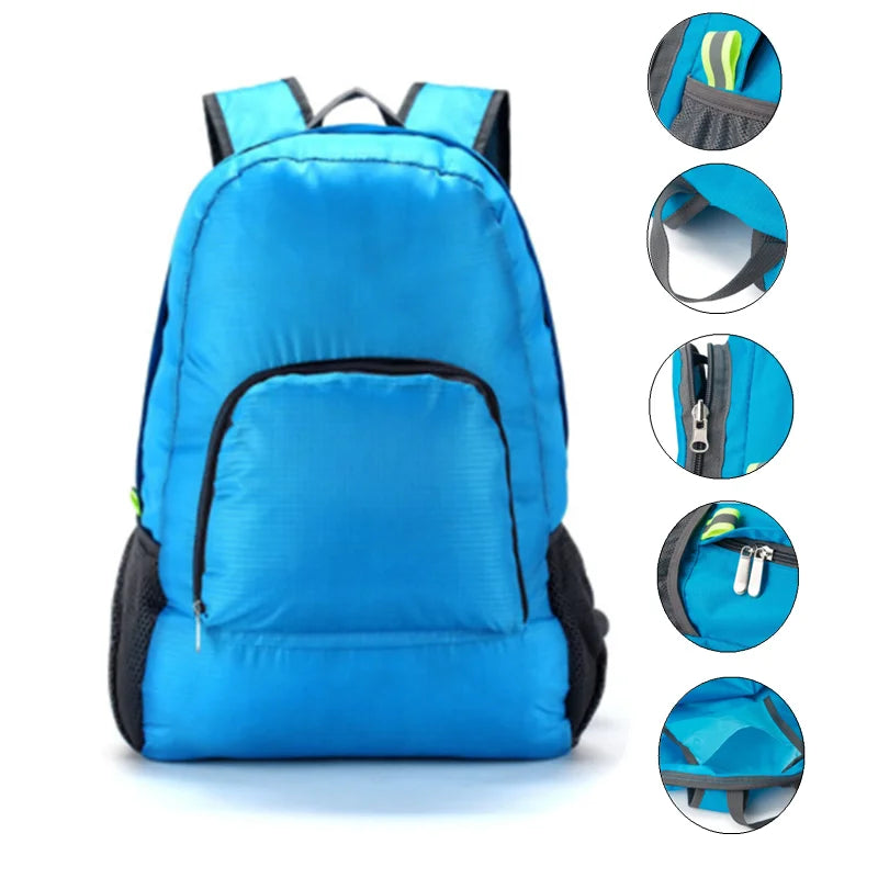 Lightweight Foldable Backpack Zipper Nylon Rucksack Multifunctional Bagpack