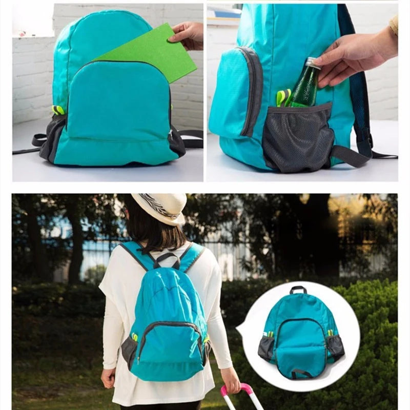 Lightweight Foldable Backpack Zipper Nylon Rucksack Multifunctional Bagpack