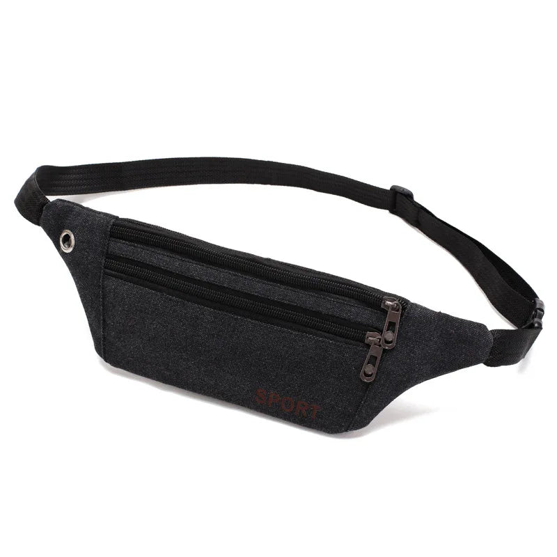 Canvas Waist Belt Pack Sports Chest Bag for Men Women