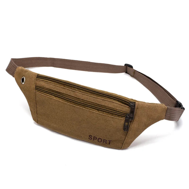 Canvas Waist Belt Pack Sports Chest Bag for Men Women