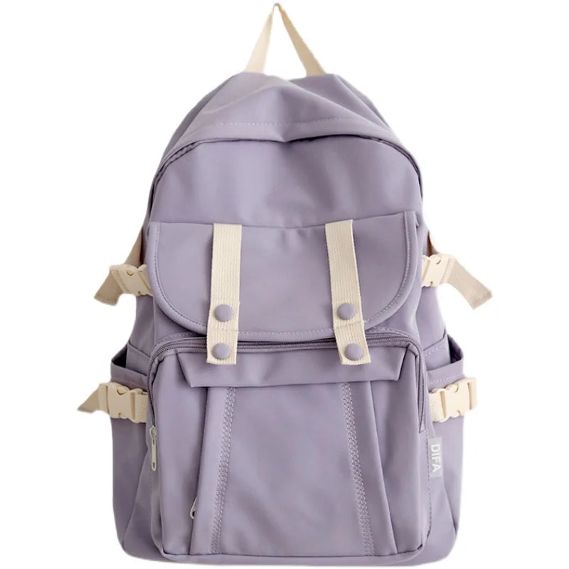 Canvas Women Backpack Solid Shoulder Bags School Bag Mochilas