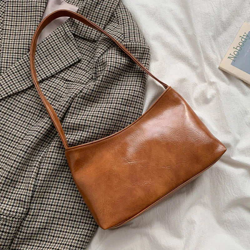 Retro PU Leather Underarm Bag Women Handbag
