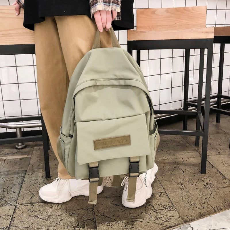 Casual Backpack Shoulder Bag Solid SchoolBag for Teenage Girl Boy