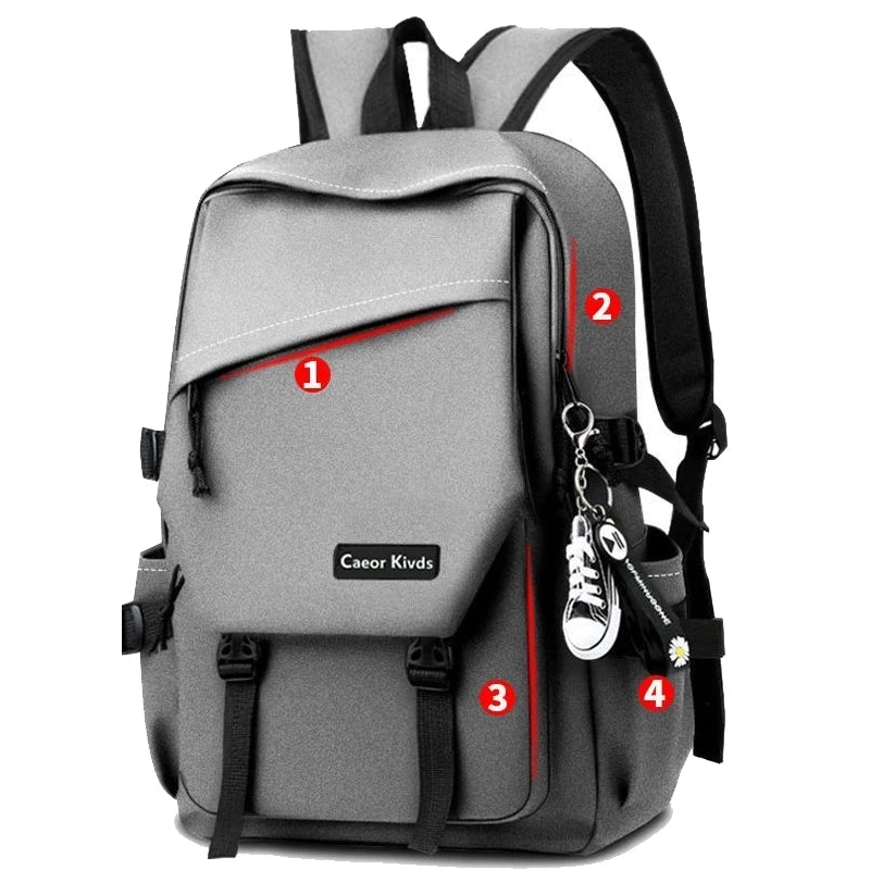 Solid Large Capacity Laptop Student Schoolbag Outdoor Travel Backpack