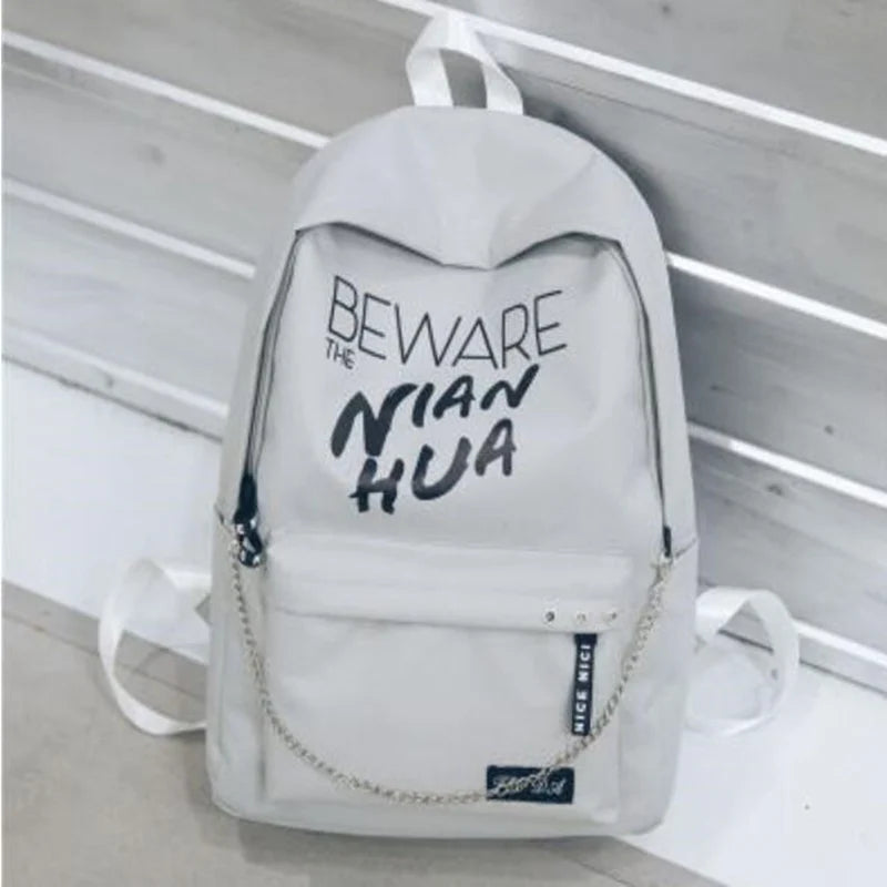 Korea Style Women Backpack Large Capacity Letter Pattern Girls Knapsack