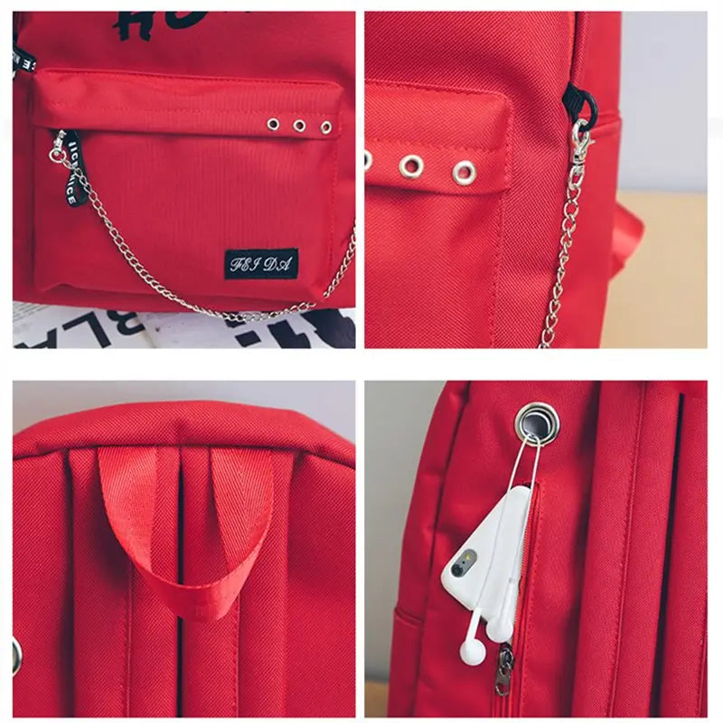 Korea Style Women Backpack Large Capacity Letter Pattern Girls Knapsack