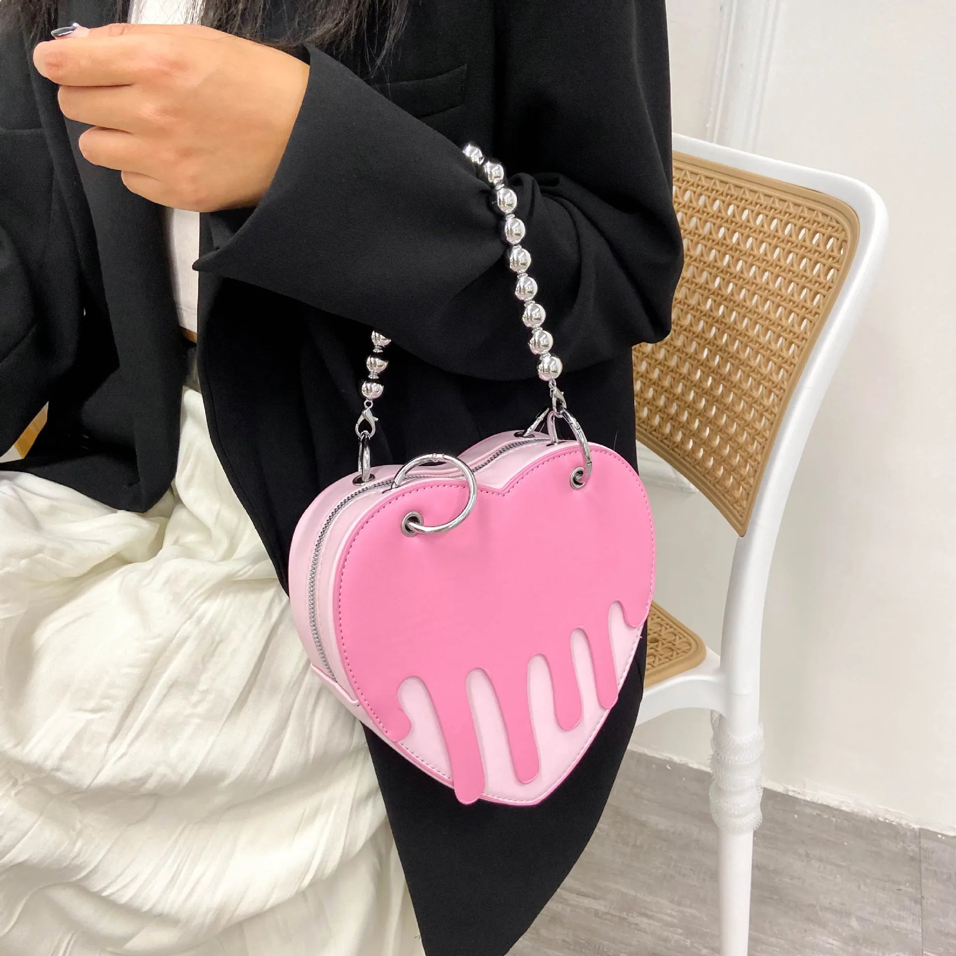 Y2K Gothic Heart Handbag Chain Punk Shoulder Bag