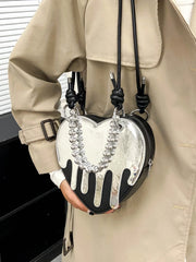 Y2K Gothic Heart Handbag Chain Punk Shoulder Bag