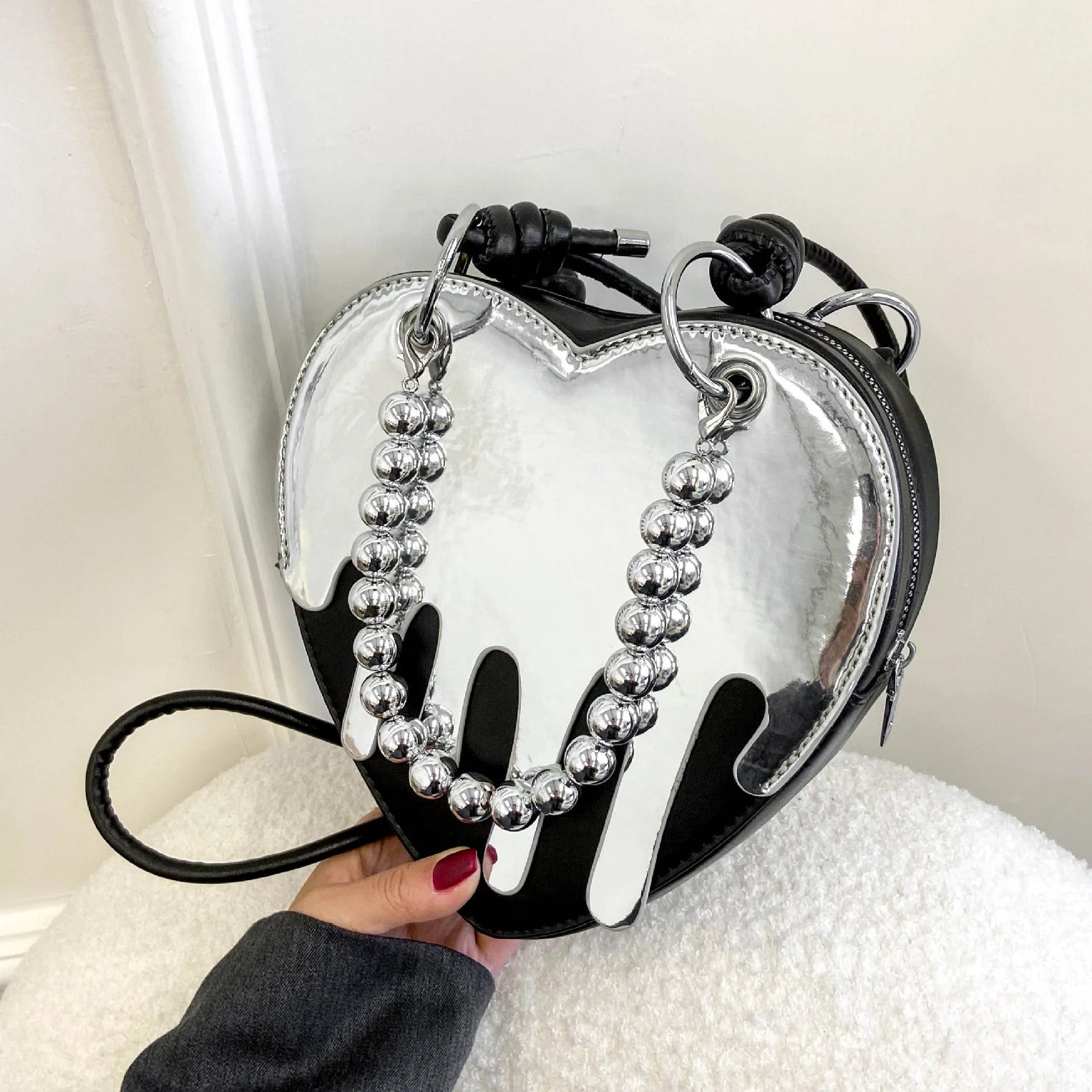 Y2K Gothic Heart Handbag Chain Punk Shoulder Bag