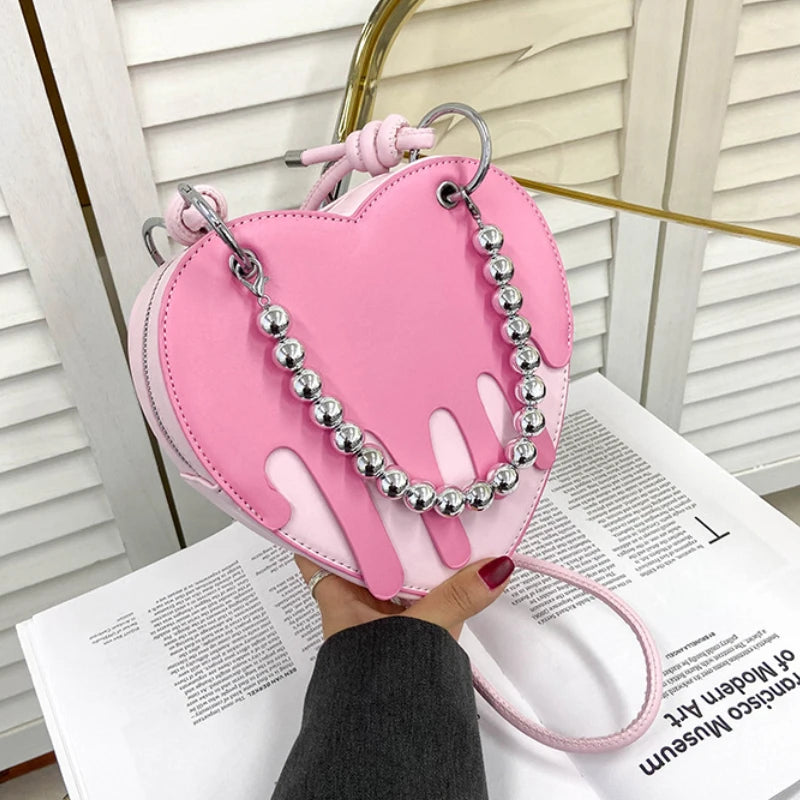 Y2K Gothic Heart Handbag Chain Punk Shoulder Bag