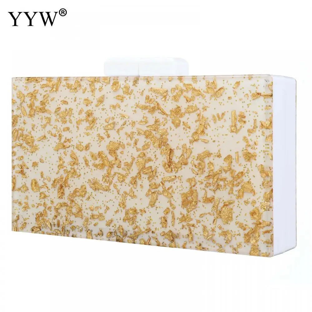 Yellow Sequined Acrylic Evening Bag Women Handbag