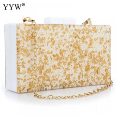 Yellow Sequined Acrylic Evening Bag Women Handbag