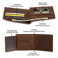 Vintage Men's Leather Wallet with Zipper Pocket