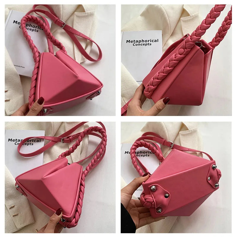 Triangle Rope Handle Handbag Women Shoulder Bags Ladies Crossbody Sling Bag
