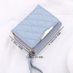 Trifold Short Wallet with Wrist Strap and PU Leather for Lady