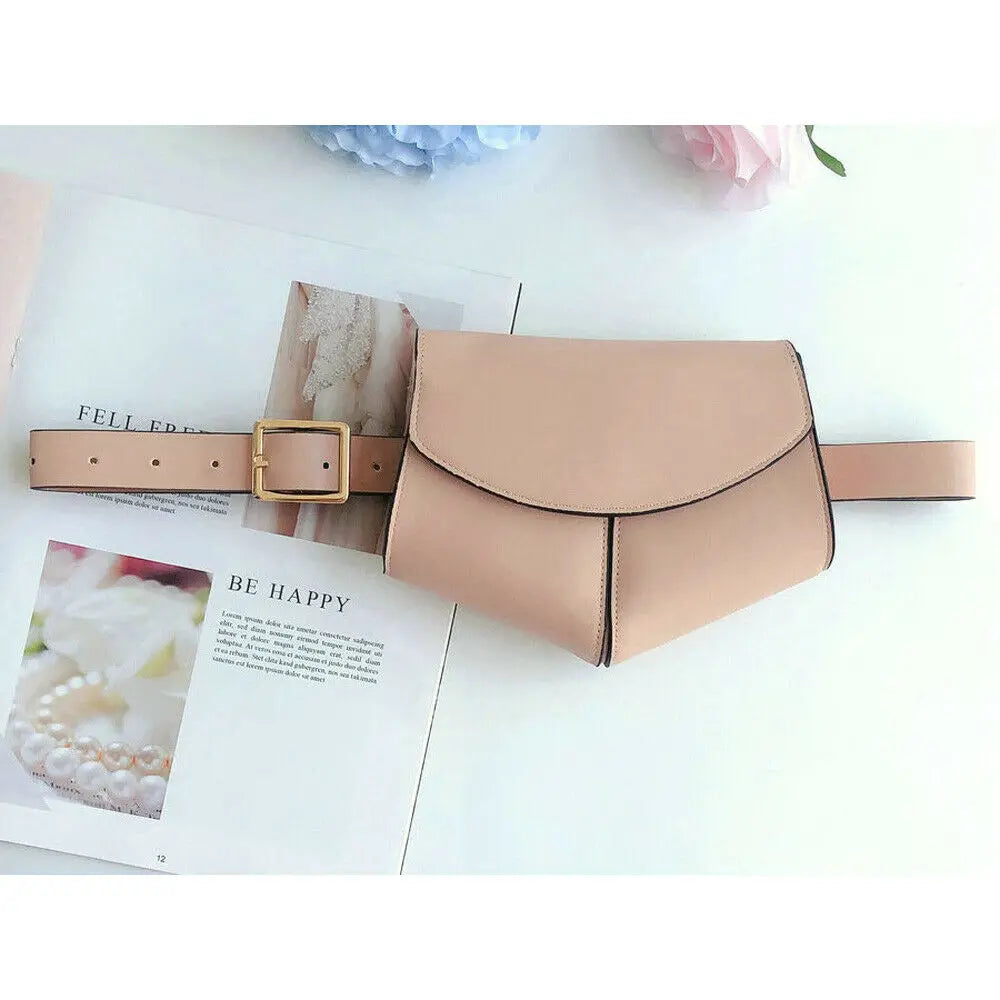 Women Faux Leather Waist Fanny Pack Belt Bag Mini