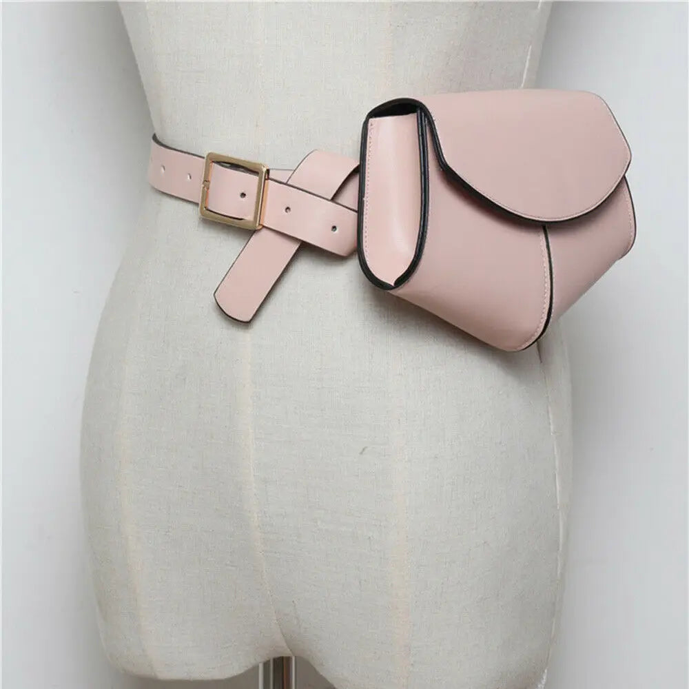 Women Faux Leather Waist Fanny Pack Belt Bag Mini