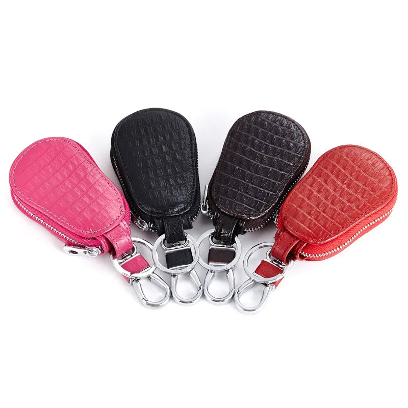 Crocodile Pattern Leather Car Key Holder Keychain Case