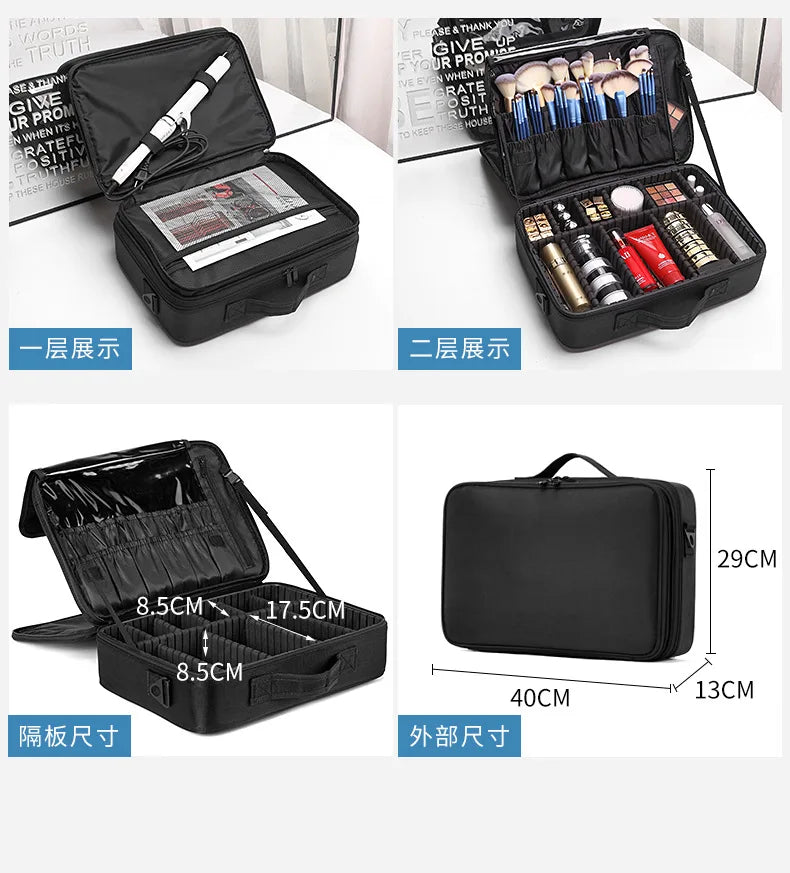 Large Capacity Cosmetic Bag - Women Travel Makeup Case