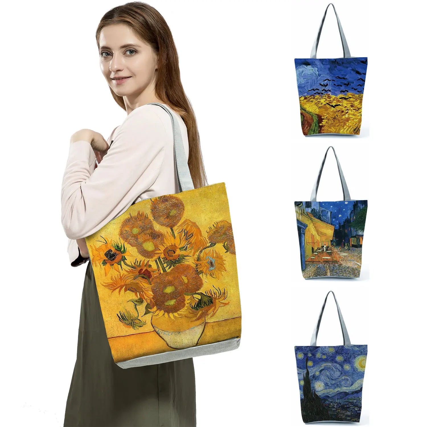 Van Gogh Oil Painting Tote Bag Retro Art Travel Bag Women