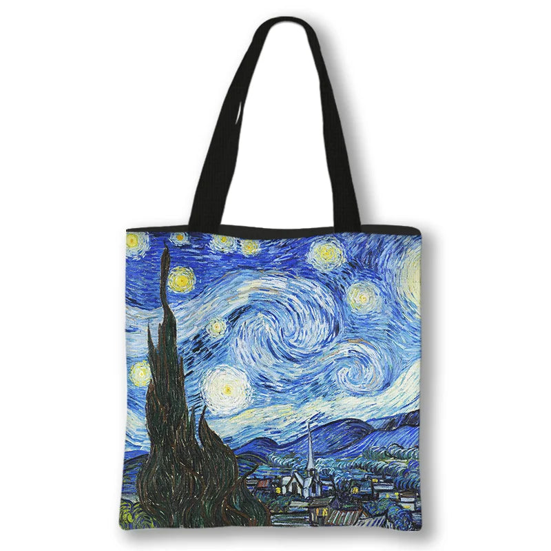 Van Gogh Oil Painting Canvas Tote Bag Retro Art Travel Bag Women Leisure Eco Sho