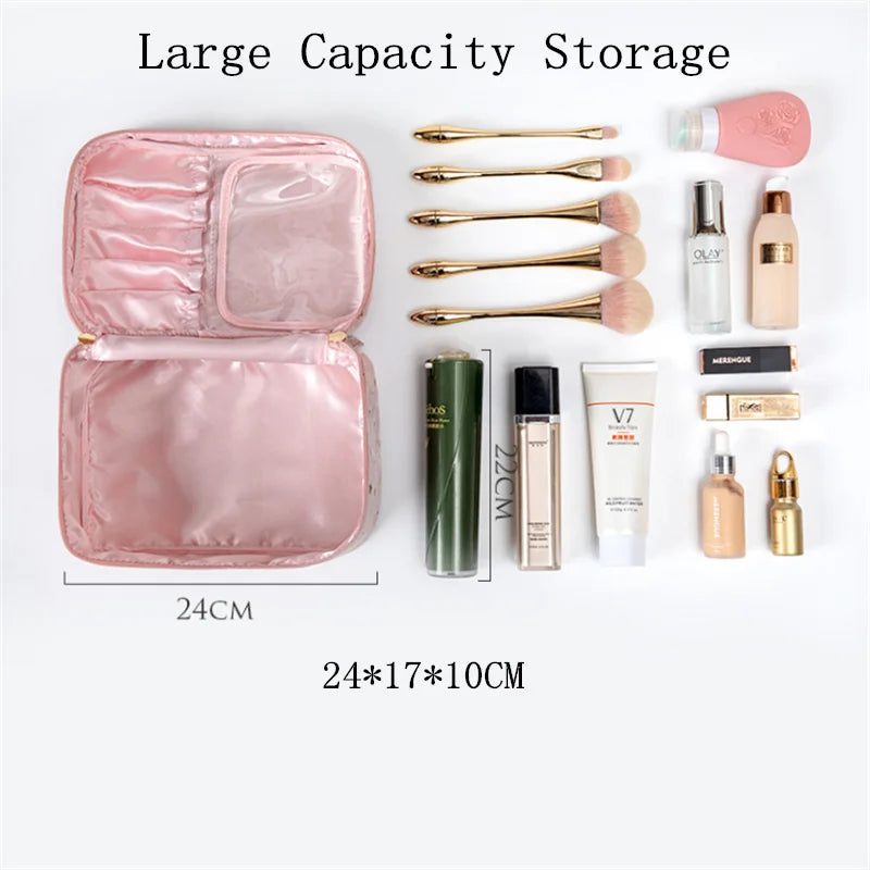 Velvet Cosmetic Bag Large Capacity Toiletries Organizer Makeup Cases