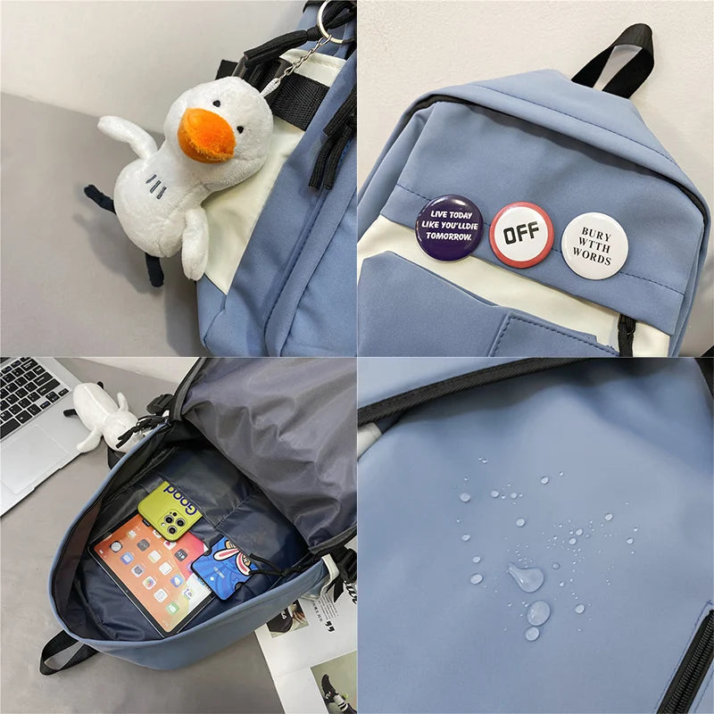 Teenage Girl And Boy Backpack Student Schoolbag Waterproof Women Backpacks