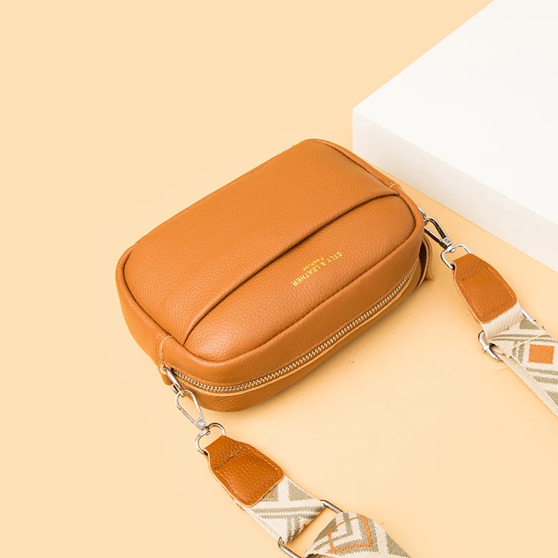 Vintage Cowhide Crossbody Cell Phone Shoulder Bag for Women