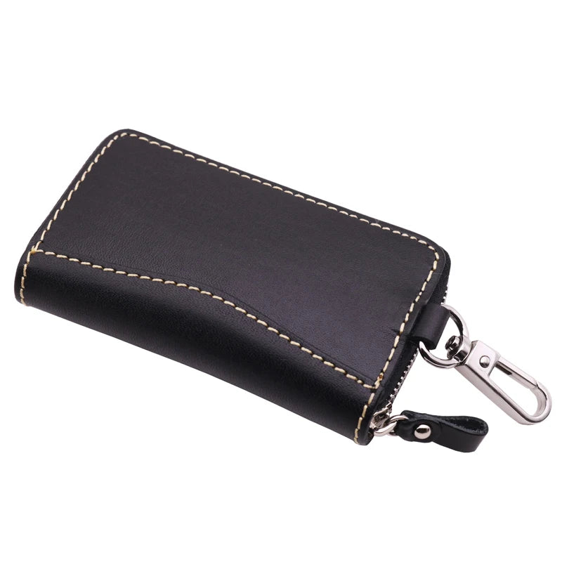 Vintage Leather Men Key Wallets Male Keychain Covers Zipper Key Case Bag