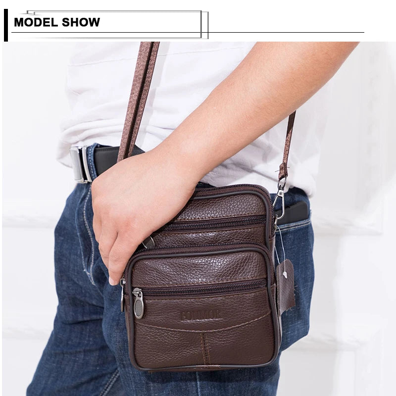 Vintage Leather Crossbody Bag for Men Small Messenger Bag