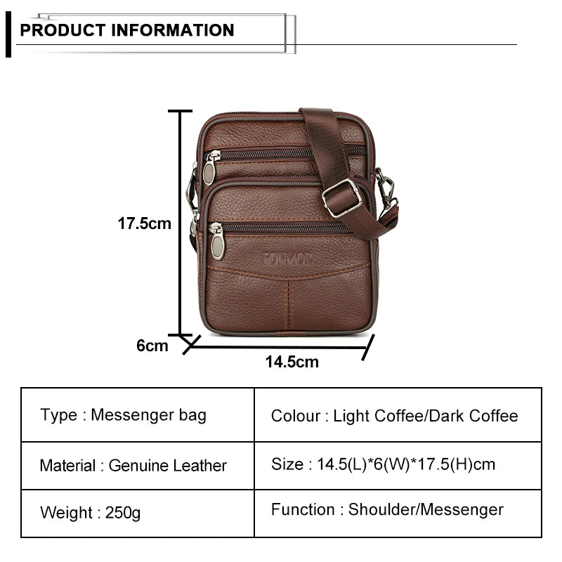 Vintage Leather Crossbody Bag for Men Small Messenger Bag