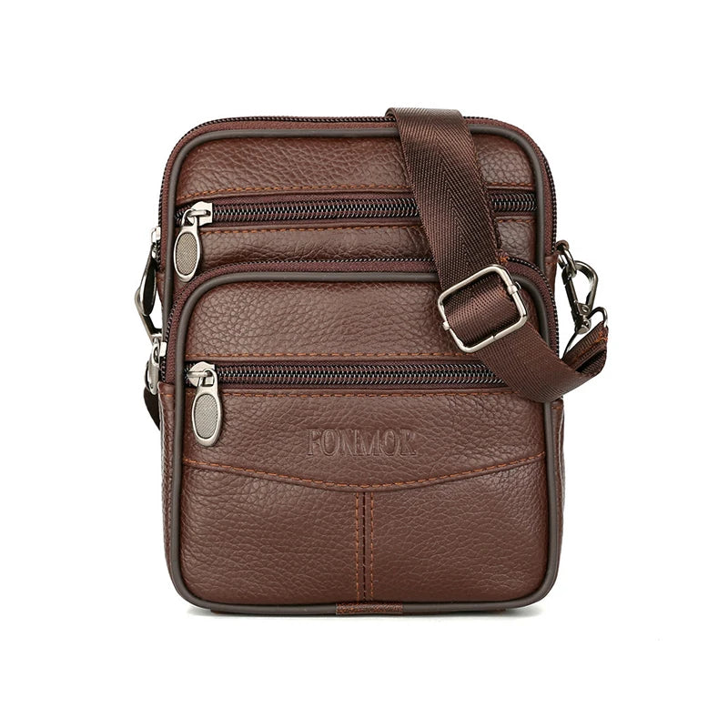 Vintage Leather Crossbody Bag for Men Small Messenger Bag