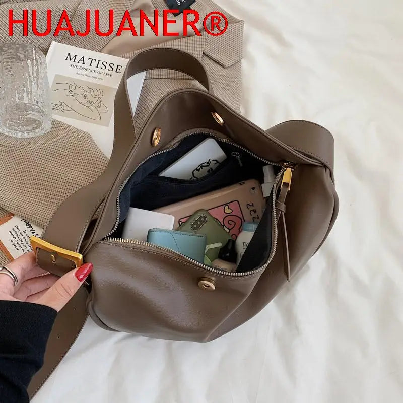 Vintage Crossbody Bags Large Capacity Handbags Solid Shoulder Bags