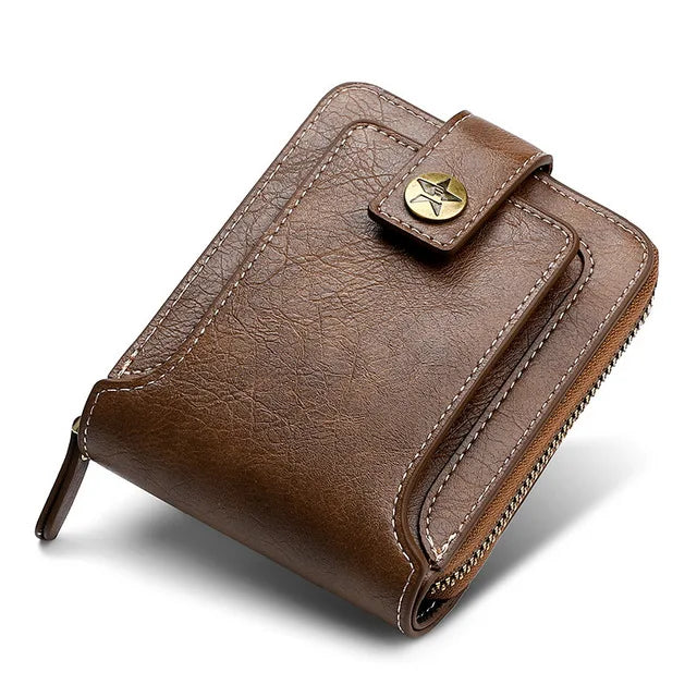 Vintage Men's Short Wallet Zipper Clutch